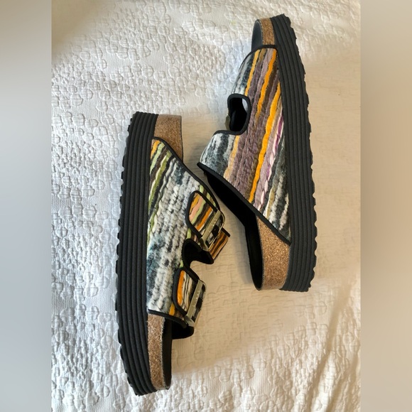 BIRKENSTOCK PAPILLIO Arizona Multi Yellow Textile Sandals 40 / 9 Narrow NEW - Picture 4 of 9